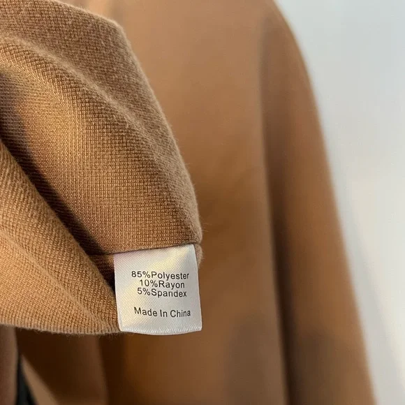 Tuckernuck Piper Poncho Funnel Neck Camel Tan Leather Trim O/S - Picture 10 of 12